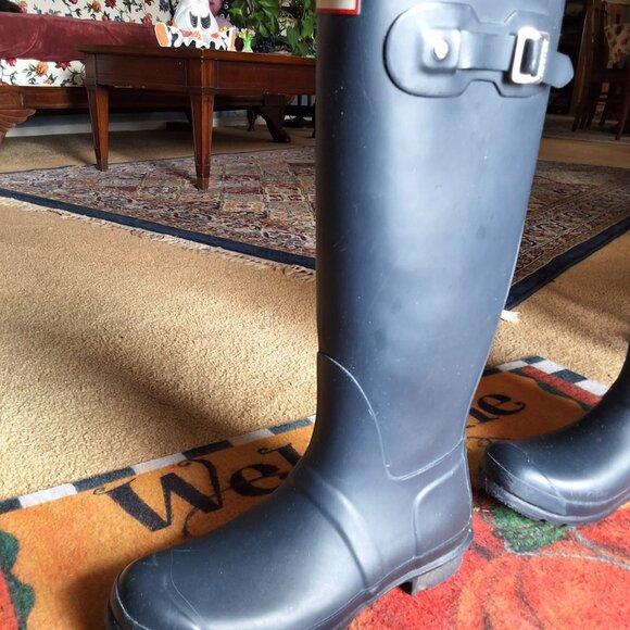 Sz 10 original matte navy blue Wellies (Hunter) - Picture 5 of 5